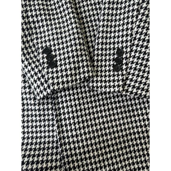 ALBERTO NARDONI Wool Classic Black White Herringbone Long Overcoat Sz XL-XXL - Picture 7 of 10